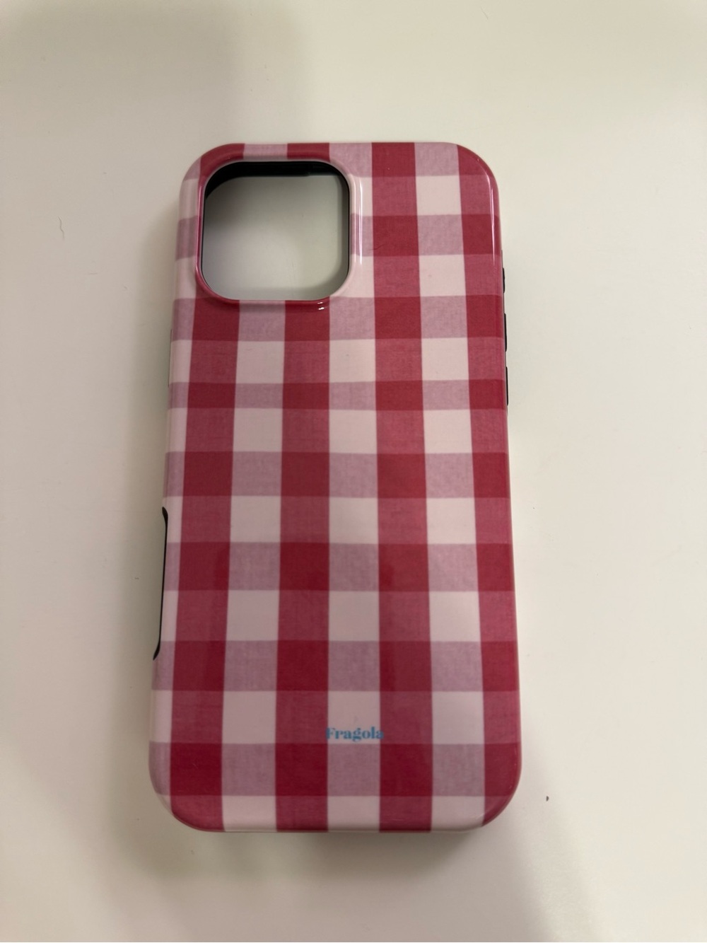 Raspberry and White Gingham iPhone 16 Pro Max Fragola Case
